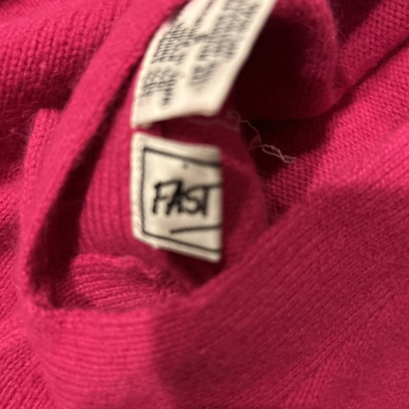 VTG Fast Turn Cropped Lambswool Sweater Small Pink Bow Soft - Picture 5 of 6